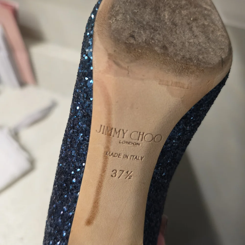 Jimmy Choo Blue Glitter Pointed Toe Pumps - Picture 5 of 5